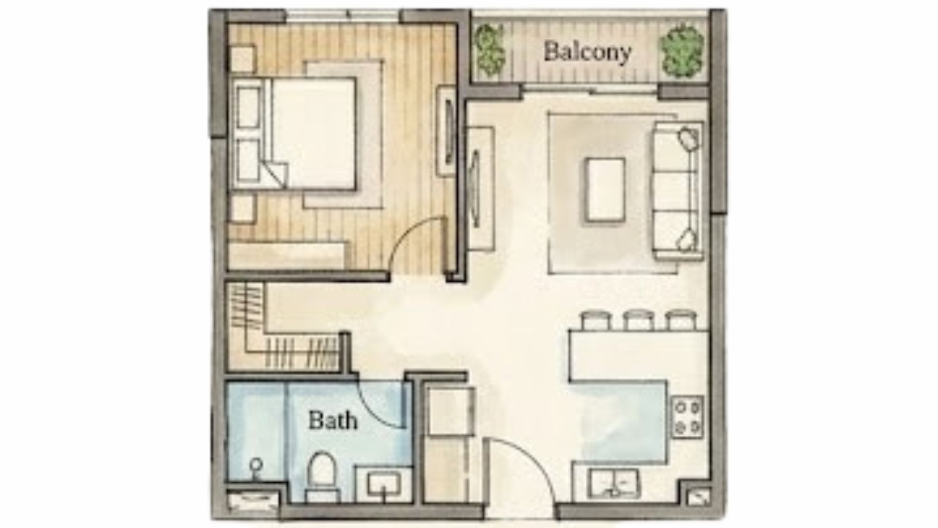Layout thiết kế chi tiết căn hộ 1PN+ dự án Ansana By Kita