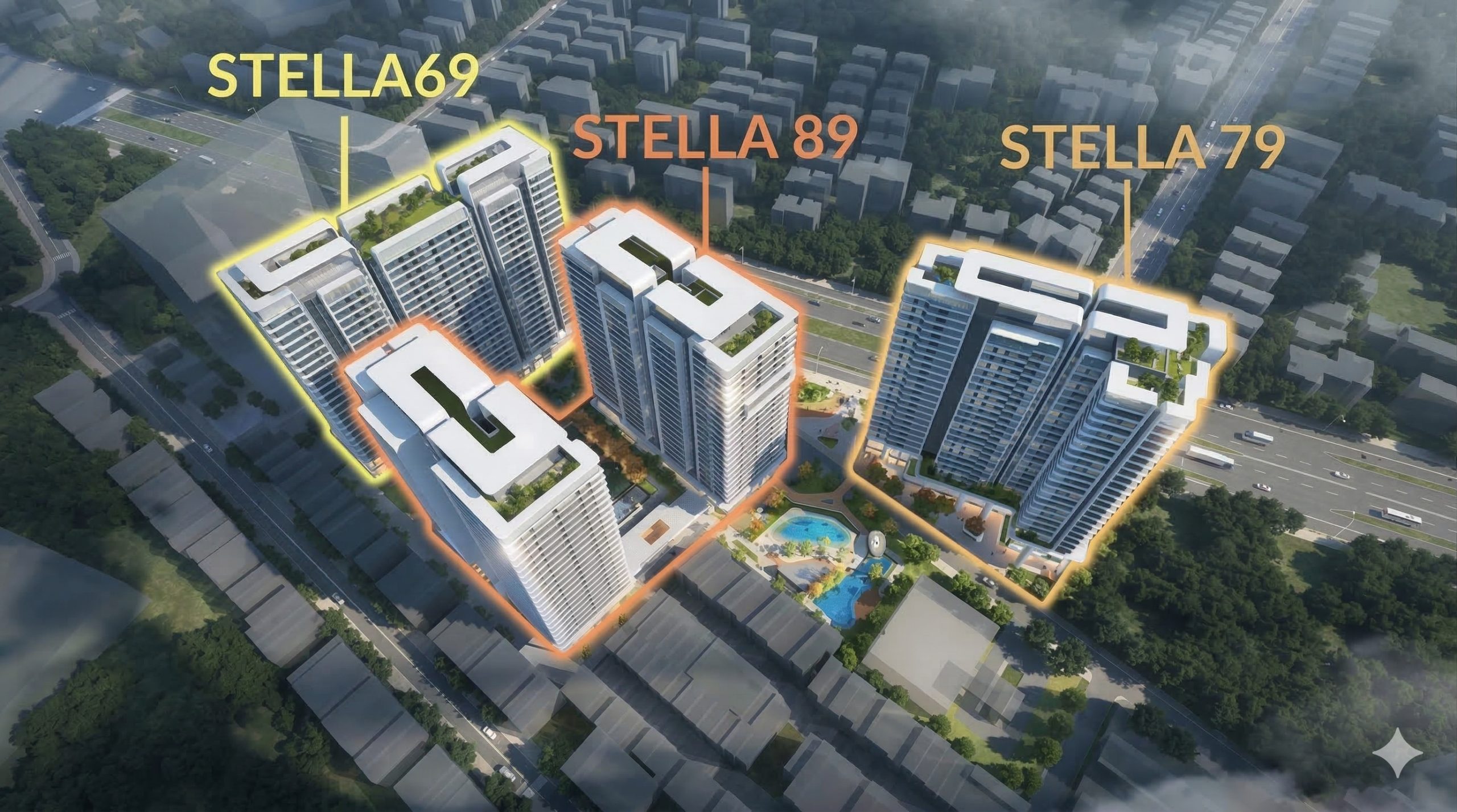 Tổng thể quy hoạch mặt bằng các khối tháp phân khu dự án Stella Ansana Võ Văn Kiệt