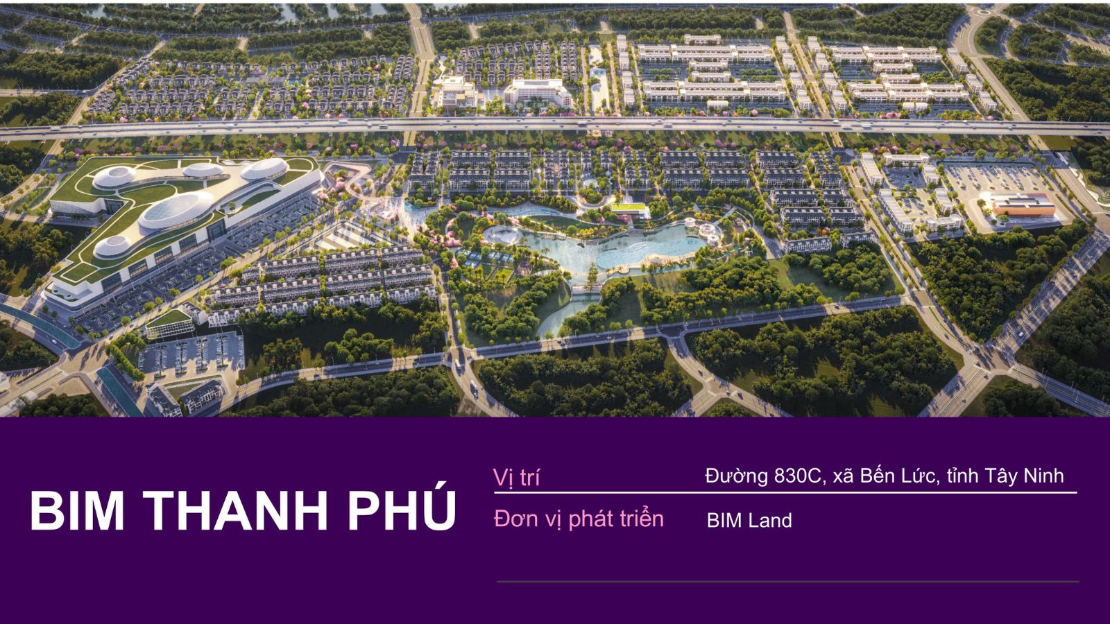 Phối cảnh tổng thể dự án đại đô thị BIM Thanh Phú quy mô 200ha với kiến trúc Địa Trung Hải hiện đại.
