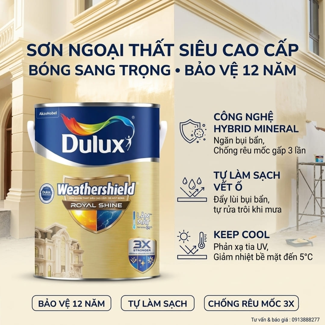 Bề mặt công trình căn hộ được bảo vệ bằng hệ thống sơn Dulux Professional cao cấp