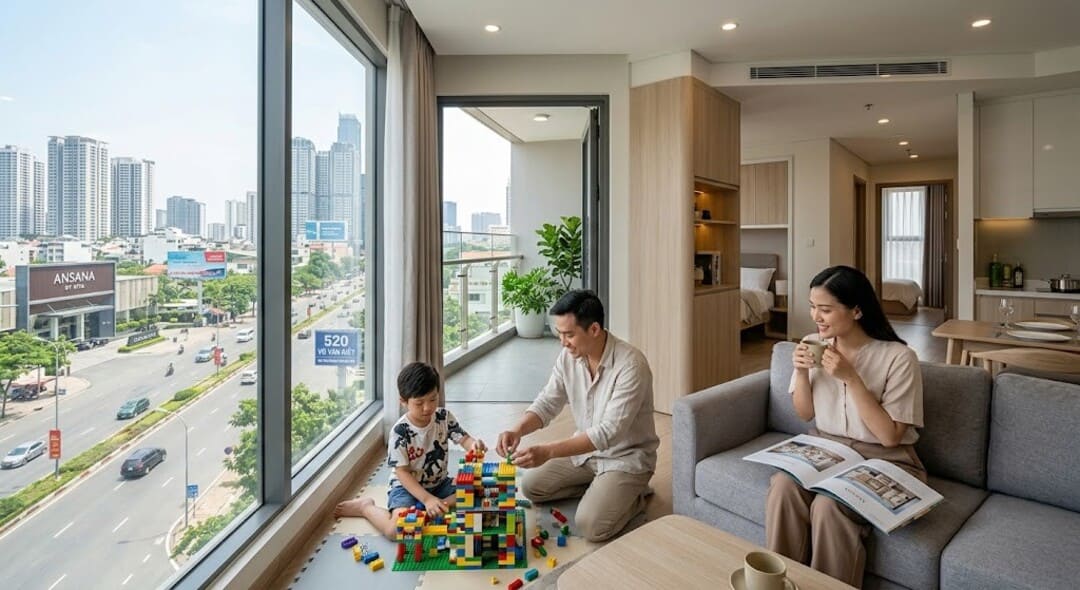 Phối cảnh căn hộ 2 phòng ngủ tối ưu diện tích dành cho gia đình hạt nhân tại dự án Ansana By Kita