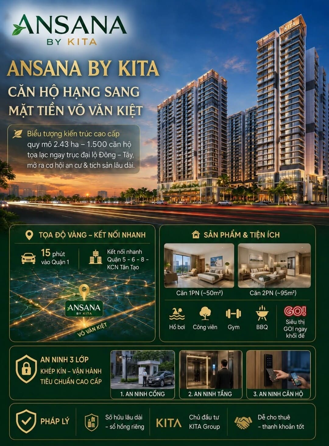 Cơ hội đầu tư dự án căn hộ cao cấp Ansana By Kita mặt tiền trục đại lộ Võ Văn Kiệt