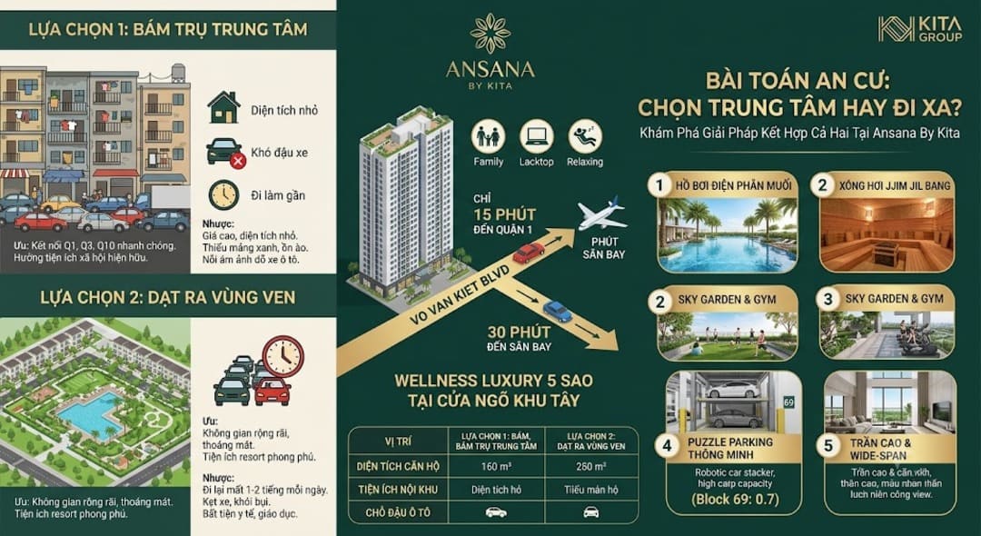So sánh việc mua nhà gần trung tâm và đi xa ra vùng ven